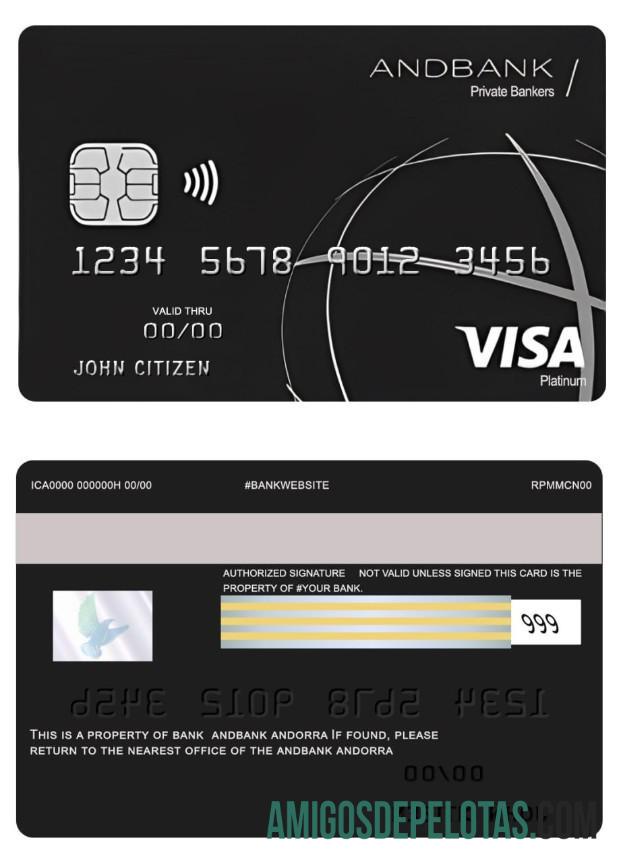 Cartão Andorra Andbank Visa Platinum amostra